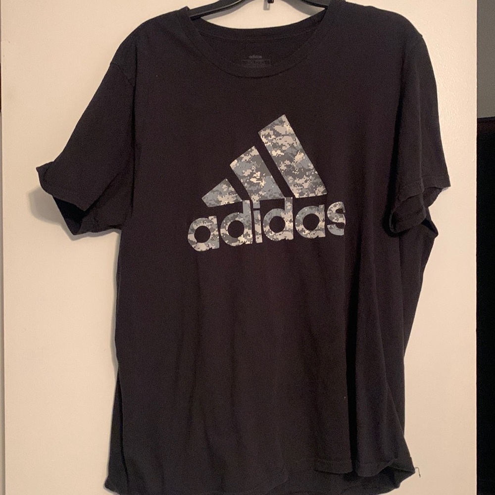 Black Digital Camo 3 Stripe Logo Adidas T-Shirt 2XL